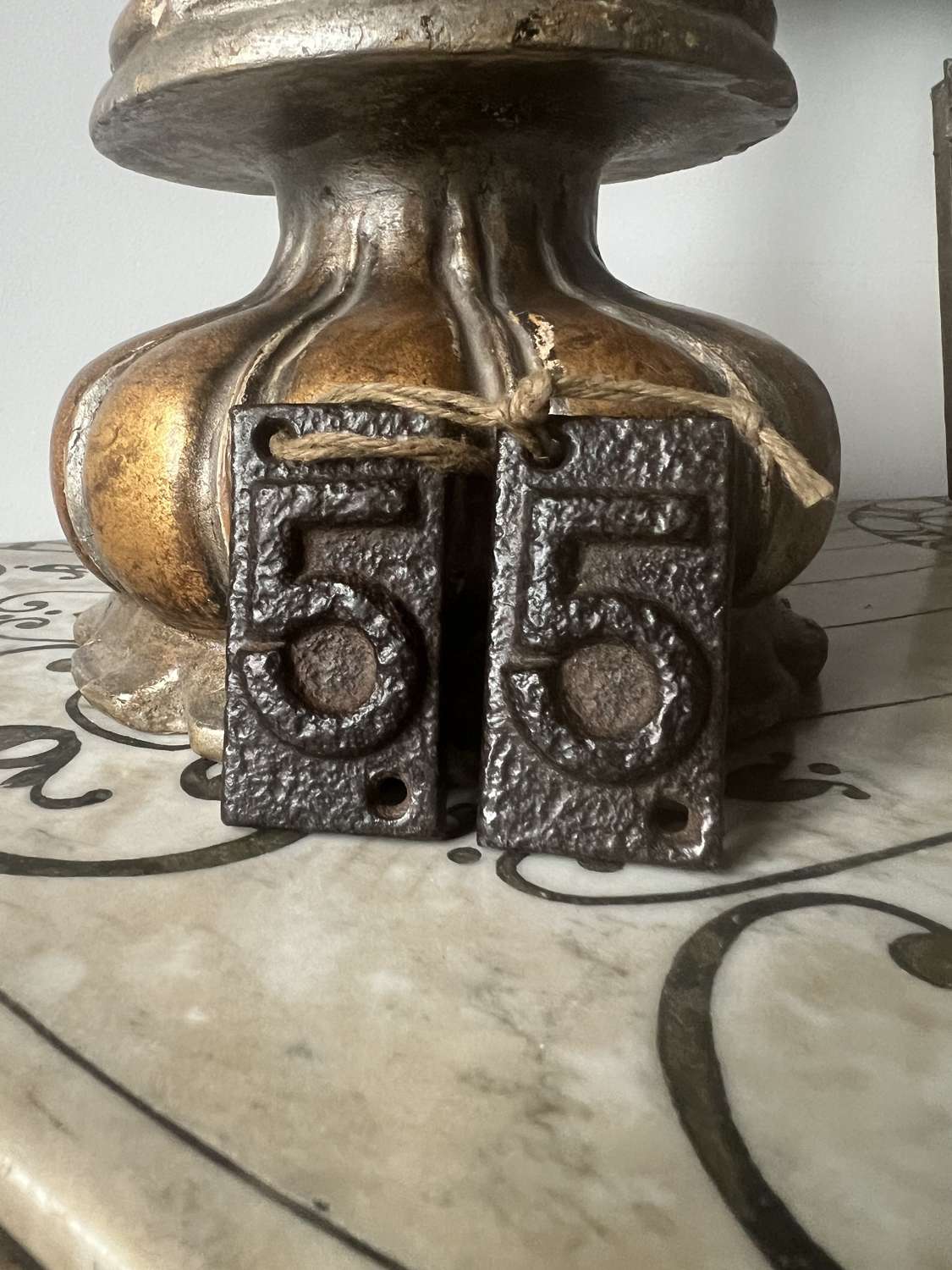 Two Late Victorian Cast Iron No 5 Plaques