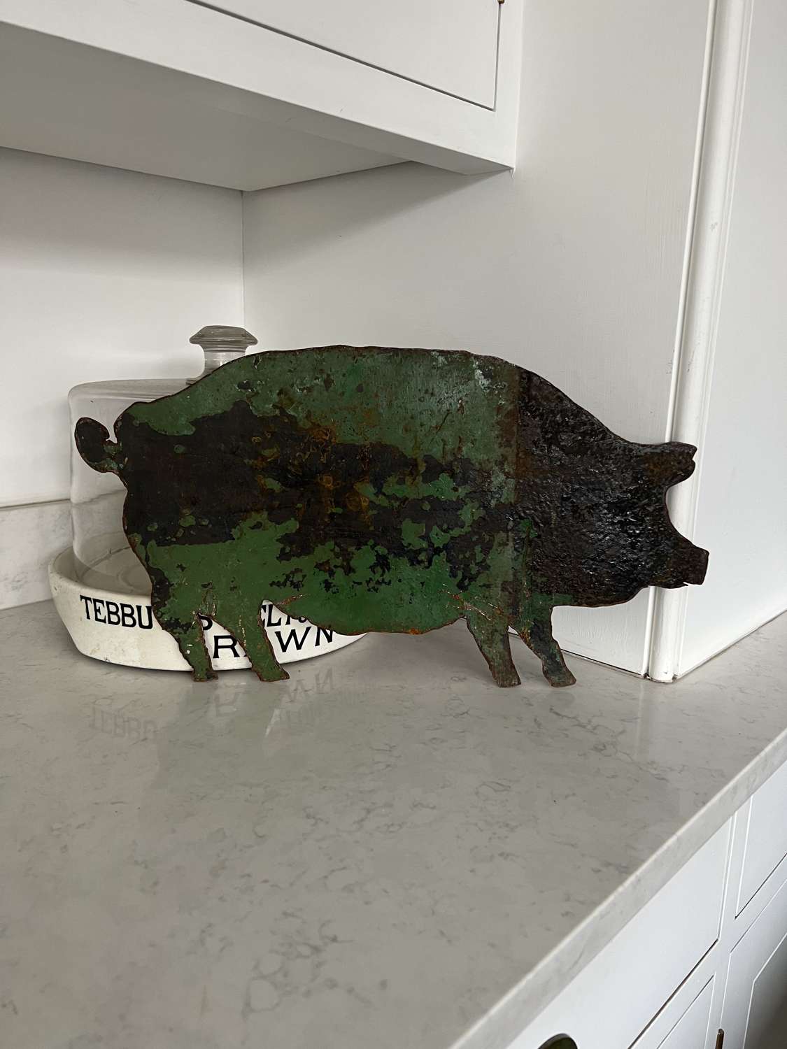 Section of a Farms Early 20thC Iron Tank Made Into Pig - Great Paint