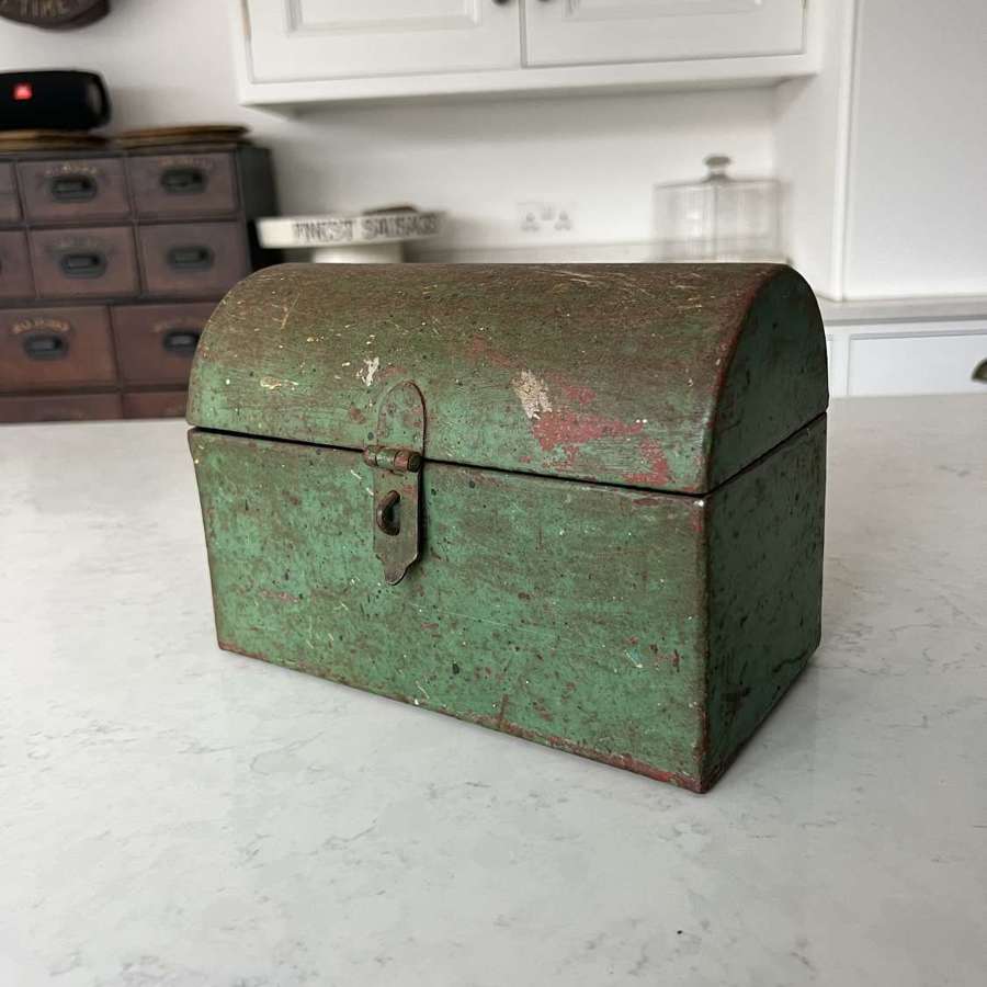 Early 20th Century Domed Top Iron Box - Fantastic Original Paint