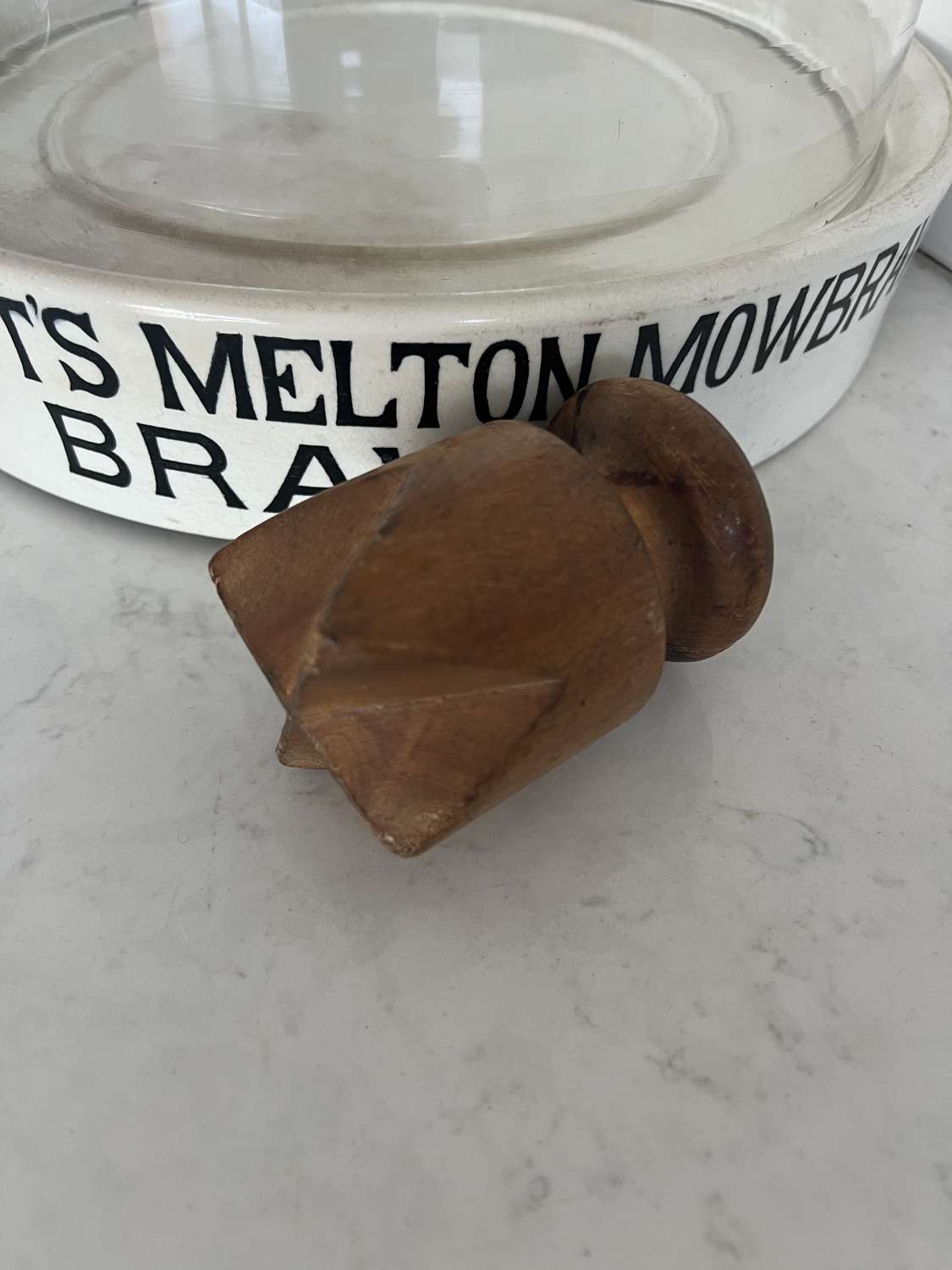 Early 20th Century Carved Treen Wood Hot Cross Bun Stamp