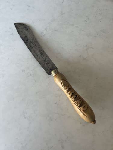 Late Victorian Carved Bread Knife with Steel Blade