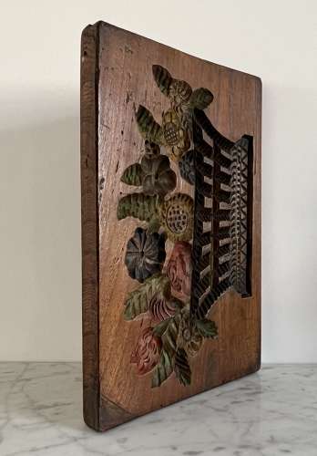 Late Victorian Double Sided Carved Elm Floral Gingerbread Mould