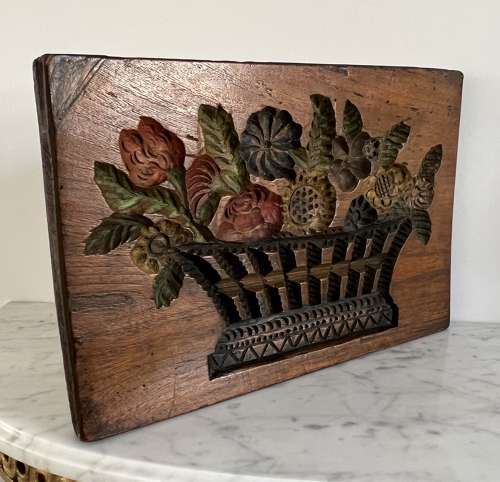 Late Victorian Double Sided Carved Elm Floral Gingerbread Mould