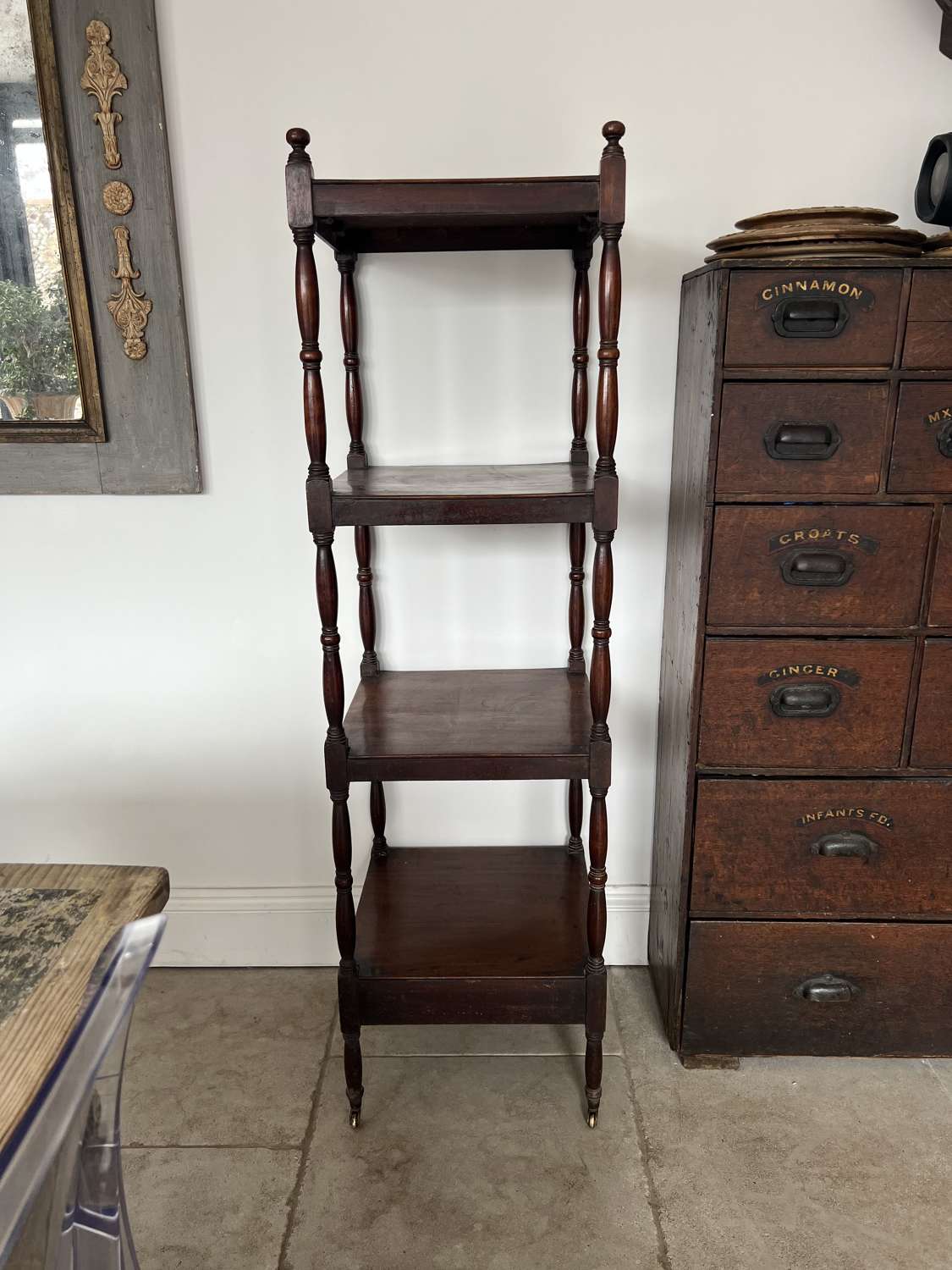 Victorian Mahogony Four Tier Whatnot with Turned Column Supports