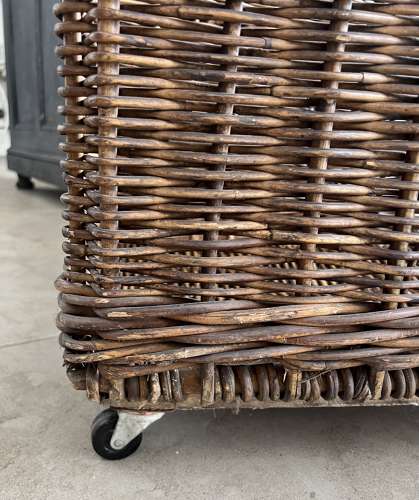 Lovely Condition Antique Mill Basket on Original Castors
