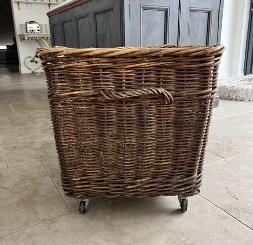 Lovely Condition Antique Mill Basket on Original Castors