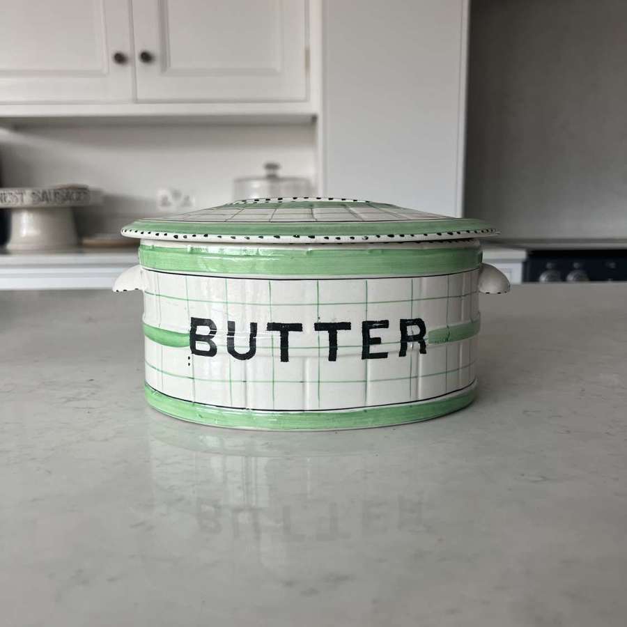 Early 20th Century Ironstone Butter Dish with Orig Lid & Plate