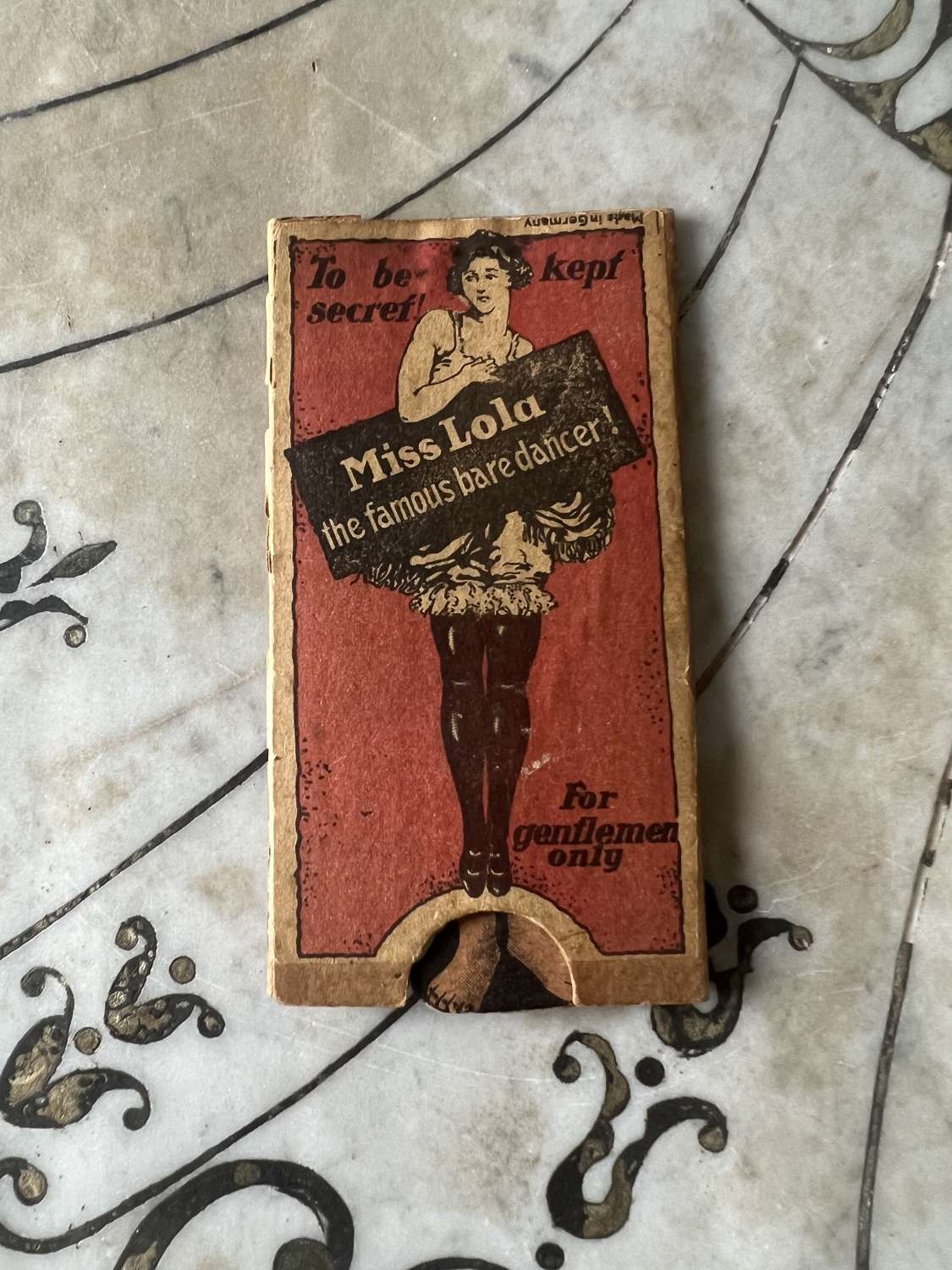 Edwardian Risque Card Joke - Miss Lola the famous bare dancer