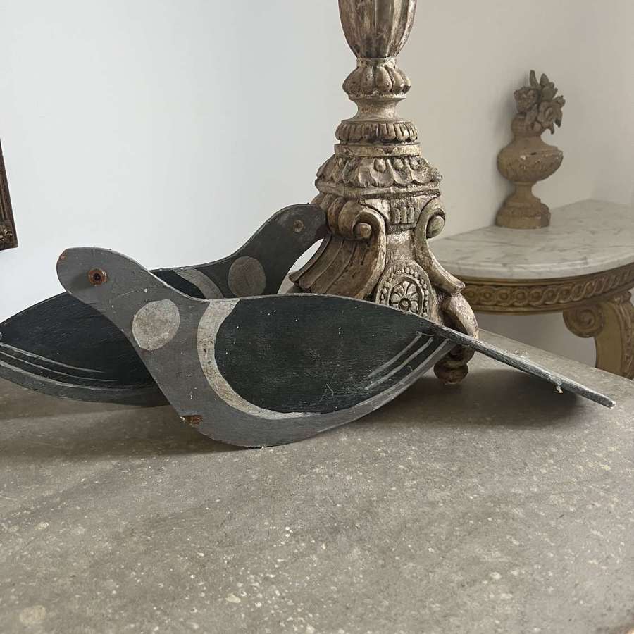 Rare Early 20th Century Painted Ply Pigeon Decoy Removeable Tail