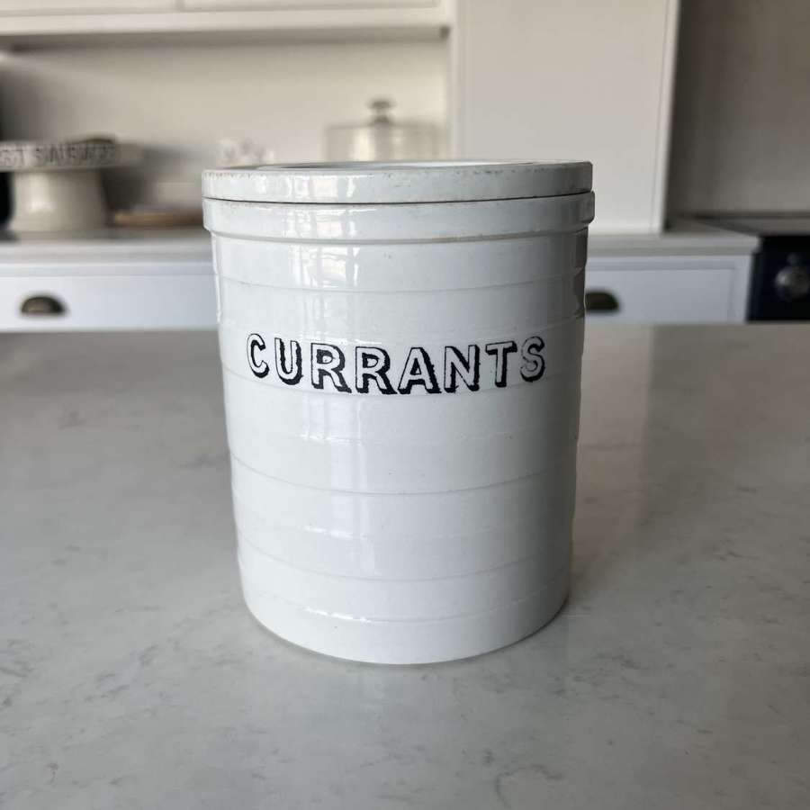 Late Victorian Maling White Ironstone Kitchen Storage Jar - Currants