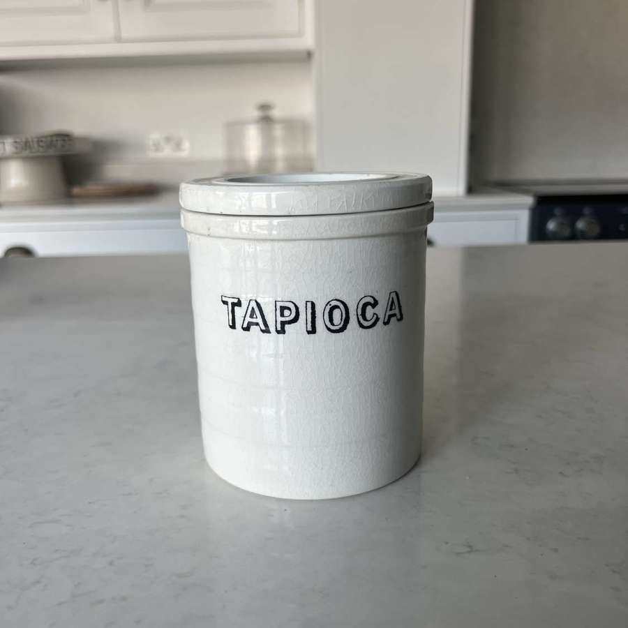 Late Victorian Maling White Ironstone Kitchen Storage Jar - Tapioca