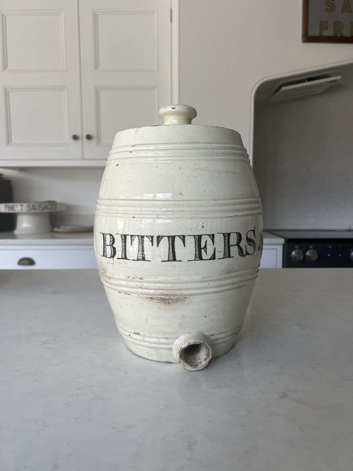 Victorian White Ironstone Spirit Barrel - Bitters