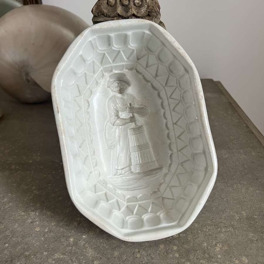 Late Victorian White Ironstone Mould - Rare Dairy Maid