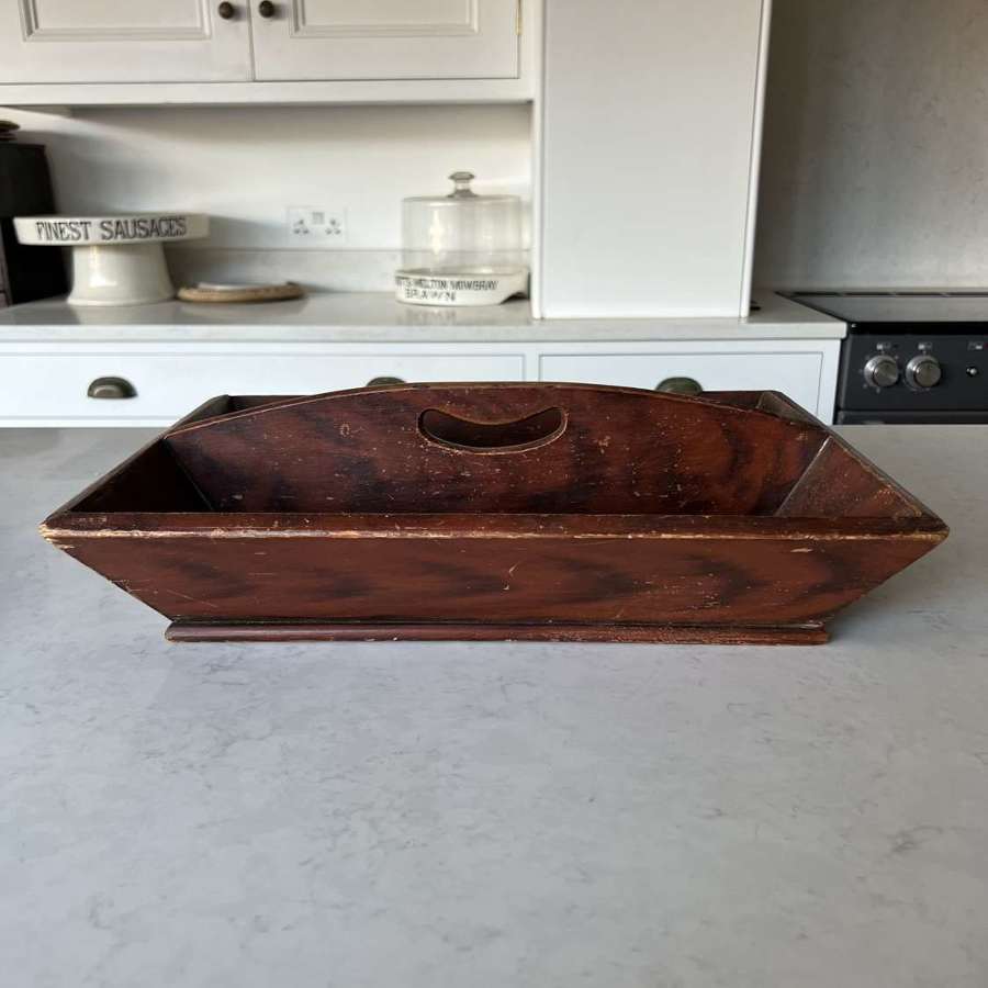 Large Victorian Pine Cutlery Tray in Fantastic Original Paint
