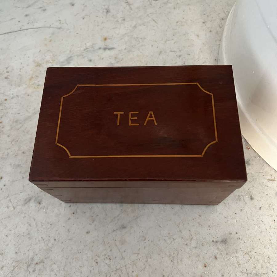 Mid Century Mahogony Dovetailed & Inlaid Tea Tin