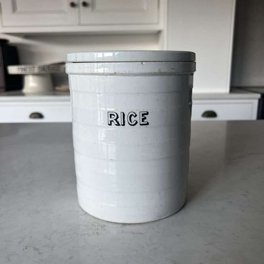 Late Victorian White Ironstone Maling Kitchen Storage Jar - Rice