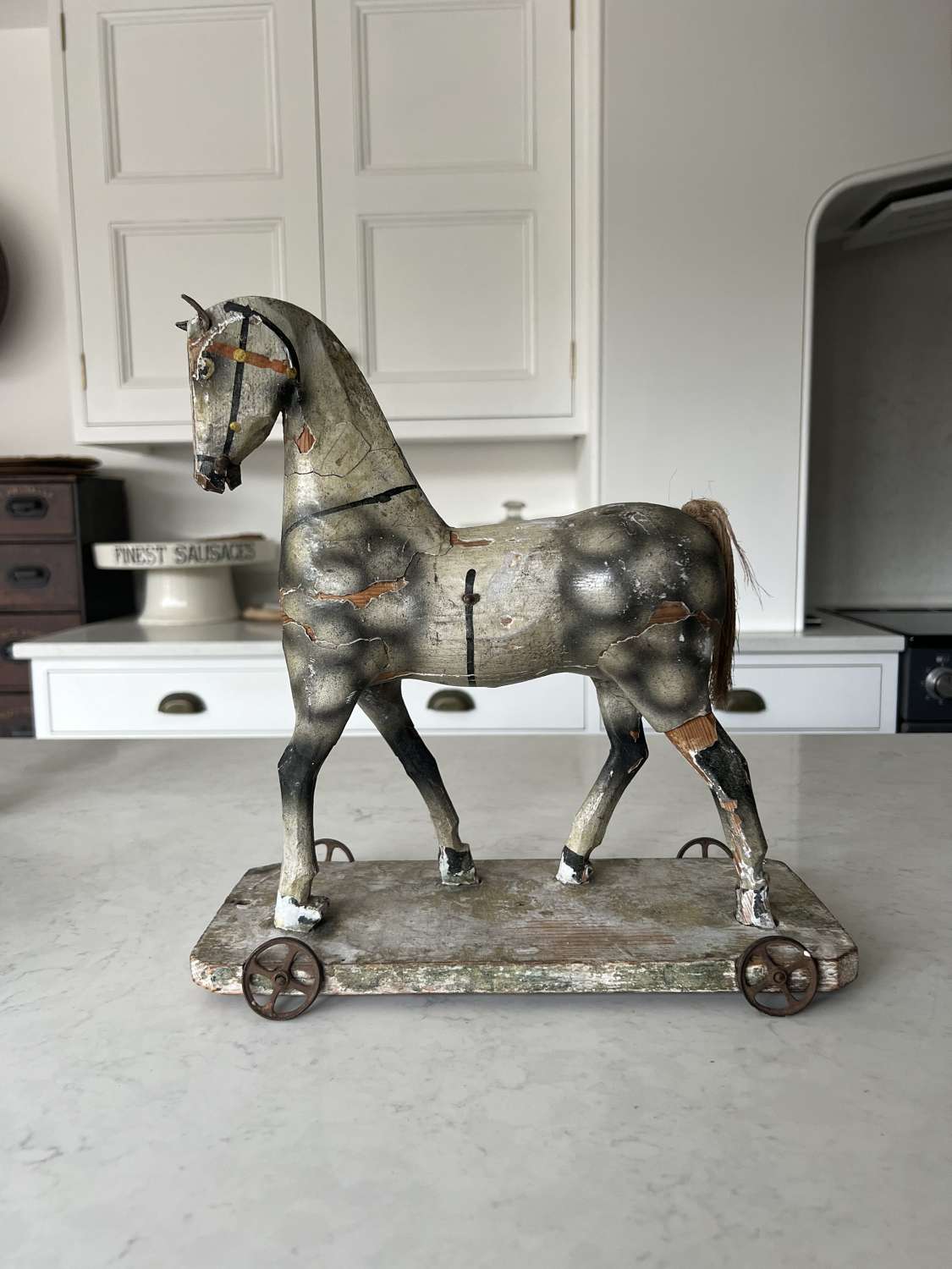 Victorian Pine Gesso & Original Paint Horse well carved Turned Head