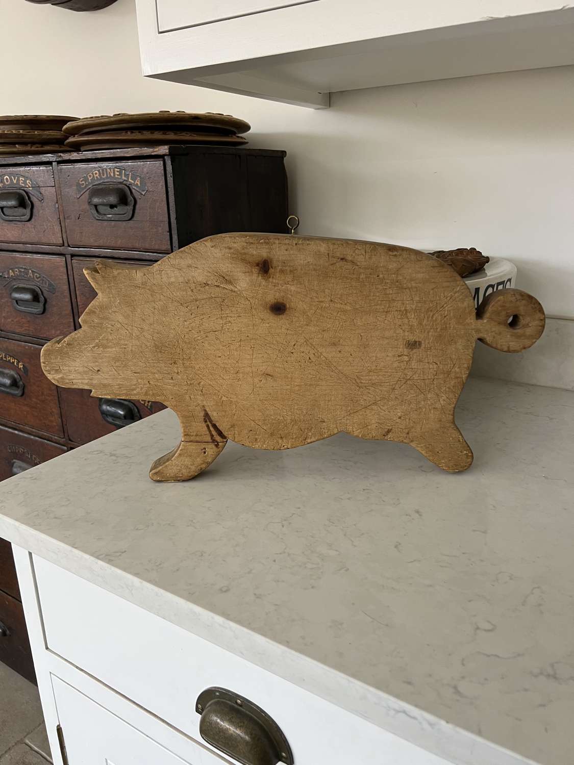 Large Early 20th Century Solid Pine Pig Chopping Board