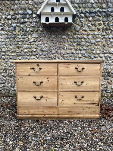 Late Victorian Pine Six Drawer Chest - Perfect Kitchen Base