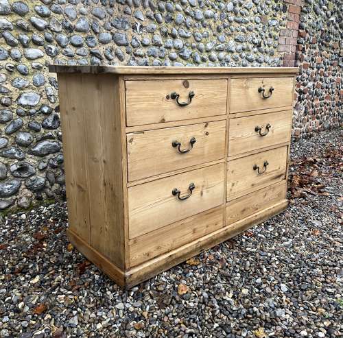 Late Victorian Pine Six Drawer Chest - Perfect Kitchen Base