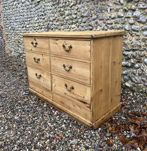 Late Victorian Pine Six Drawer Chest - Perfect Kitchen Base