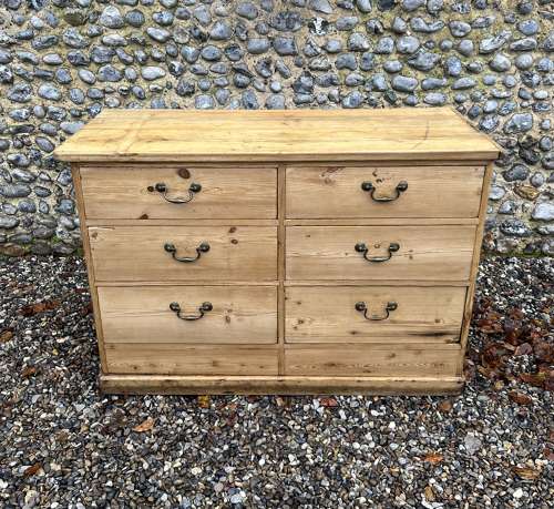 Late Victorian Pine Six Drawer Chest - Perfect Kitchen Base