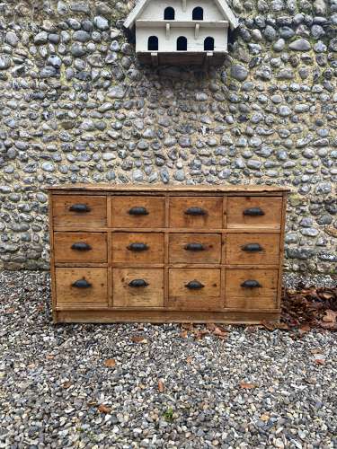 Victorian Pine Shopkeeper’s Bank of Twelve Drawers.