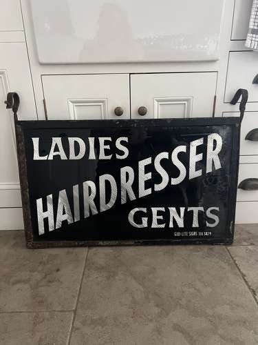 Early 20th Century Double Sided Reverse Glass Painted Hairdresser Sign