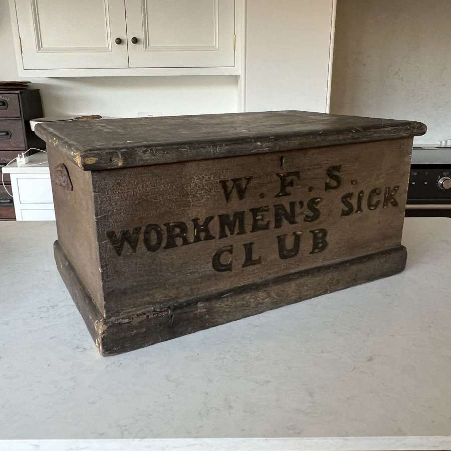 Late Victorian Pine Trunk - Original Paint with Writing