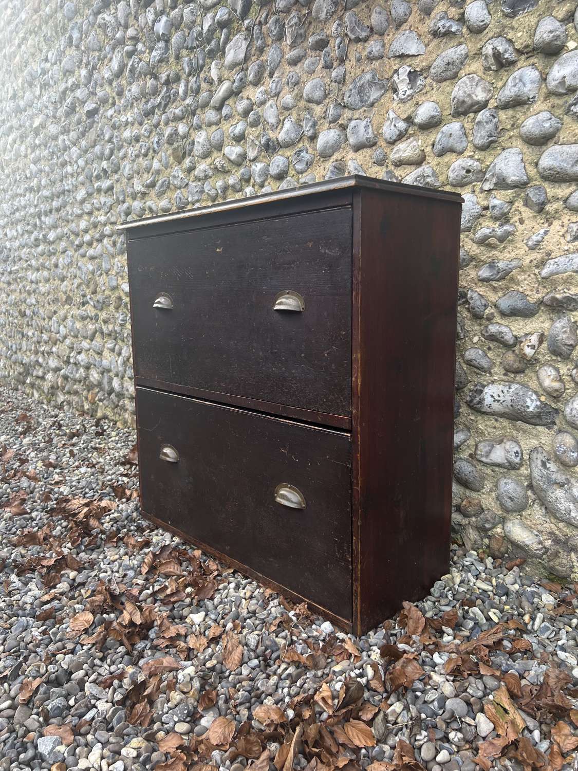 Victorian Pine Two Drawer Top Hat Chest - Original Paint