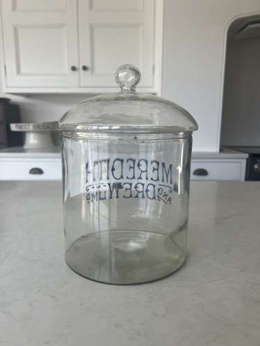 Early 20thC Shop’s Large Glass Advertising Jar Meredith & Drew Biscuit