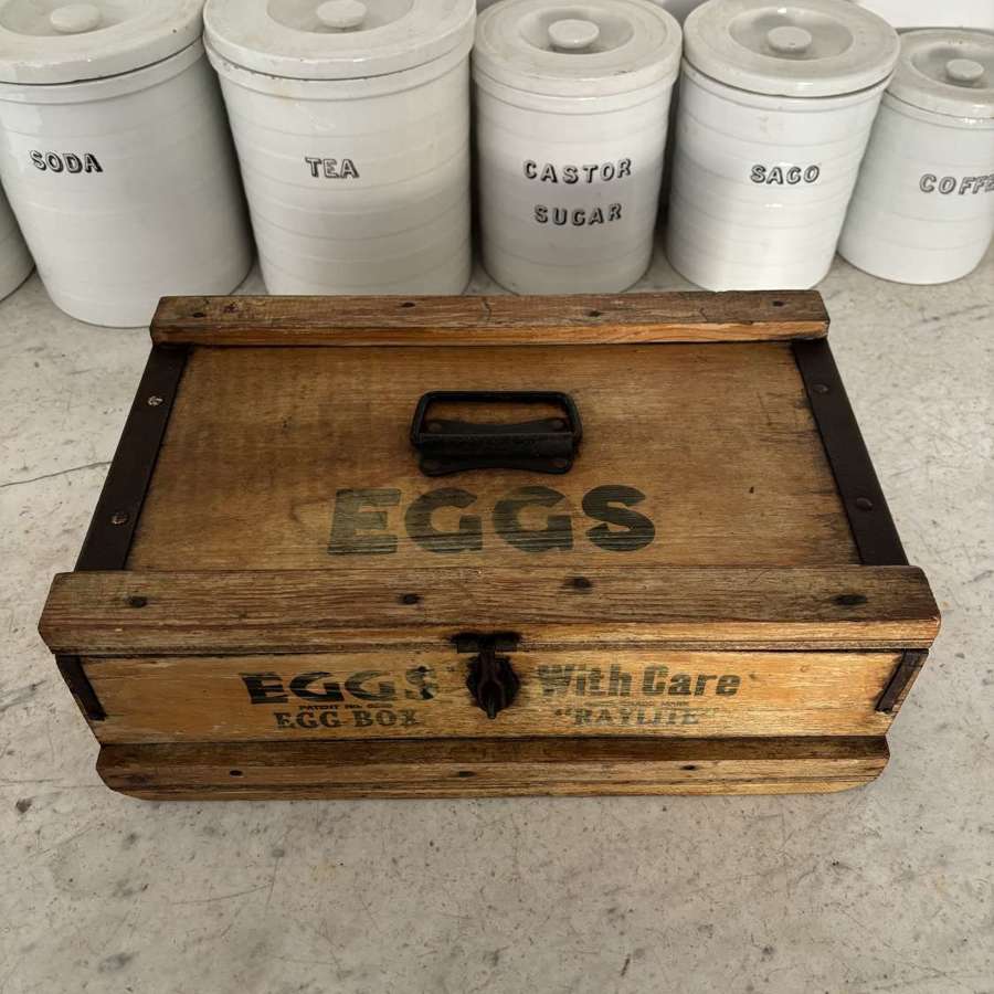 Early 20th Century Iron Bound Raylite Travelling Eggs Box