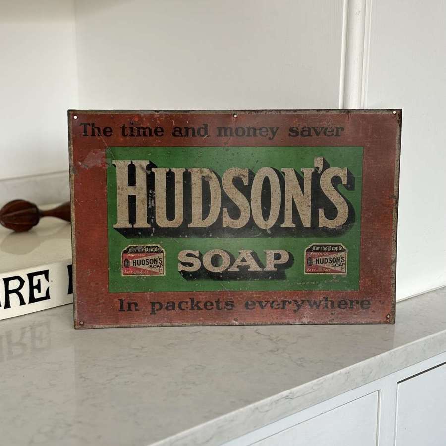 Early 20th Century Tin Sign for Hudsons Soap