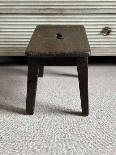 Victorian Pine Stool in Original Paint & Pretty Scalloped Sides