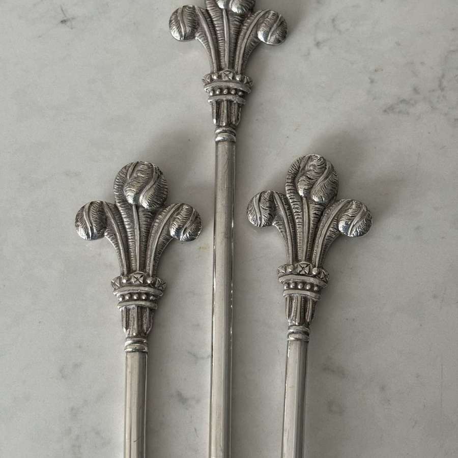Three Early 20thC Meat Skewers - Prince of Wales Feathers