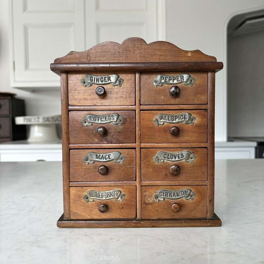 Victorian Treen Spice Chest of Eight Drawers with Original Knobs