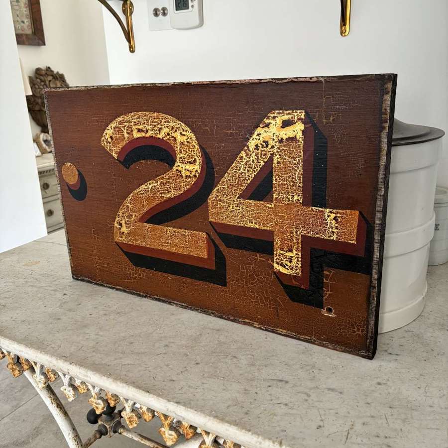Late Victorian Painted Pine Sign - No 24 - Original Paint