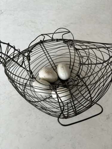 Mid Century Wire Work Chicken Shaped Egg Basket