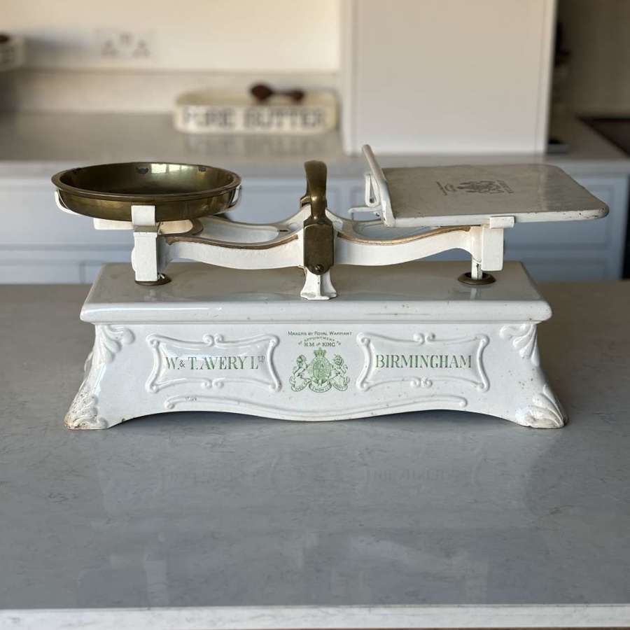Rare Edwardian Large White Ironstone Dairy Scales - WT Avery Ltd