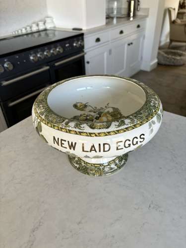 Superb Victorian Doulton - New Laid Eggs - Pedestal Display Bowl