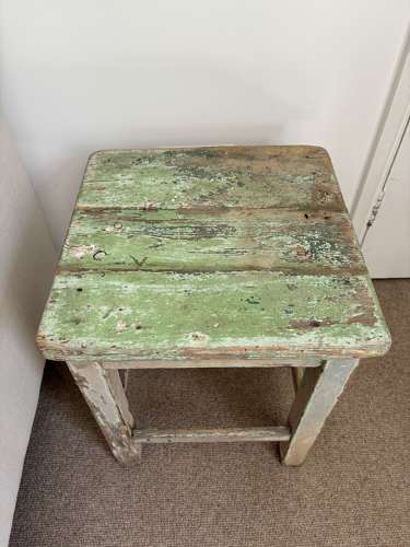 Early 20thC Painted Pine Stool - Side Sofa Table. Original Paint