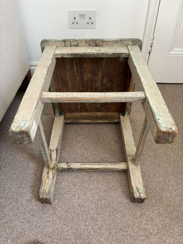 Early 20thC Painted Pine Stool - Side Sofa Table. Original Paint
