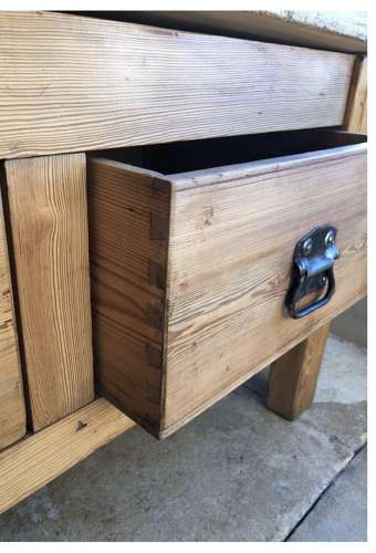 Four Foot Maple Butchers Block on Victorian Pine Double Drawer Base