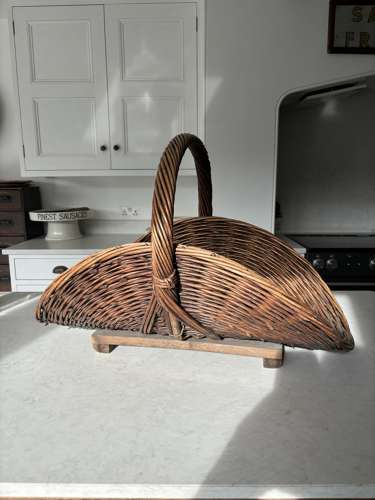 Huge Early 20th Century Flower Trug or Basket. Slatted Wooden Base.