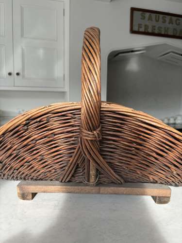 Huge Early 20th Century Flower Trug or Basket. Slatted Wooden Base.