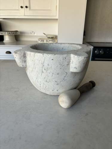 Huge Early Victorian Solid Marble Mortar - Fantastic Condition
