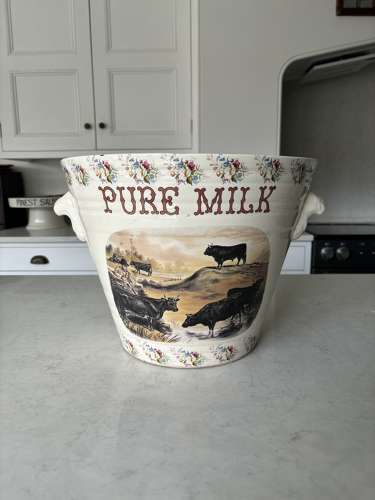 Original Early 20thC White Ironstone Transfer Printed Dairy Pail. A/F
