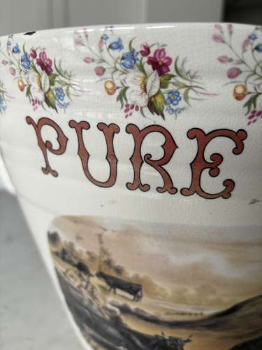 Original Early 20thC White Ironstone Transfer Printed Dairy Pail. A/F