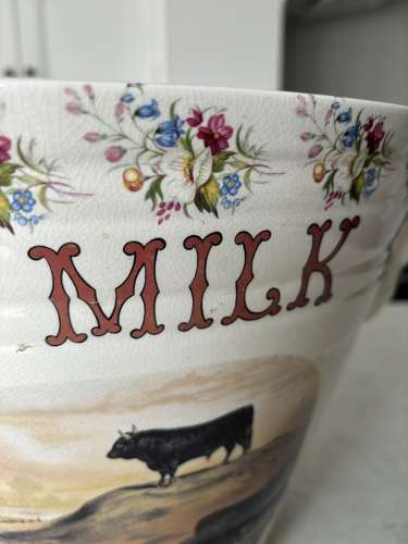 Original Early 20thC White Ironstone Transfer Printed Dairy Pail. A/F