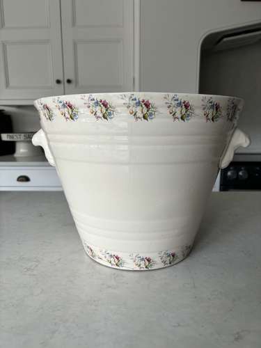 Original Early 20thC White Ironstone Transfer Printed Dairy Pail. A/F